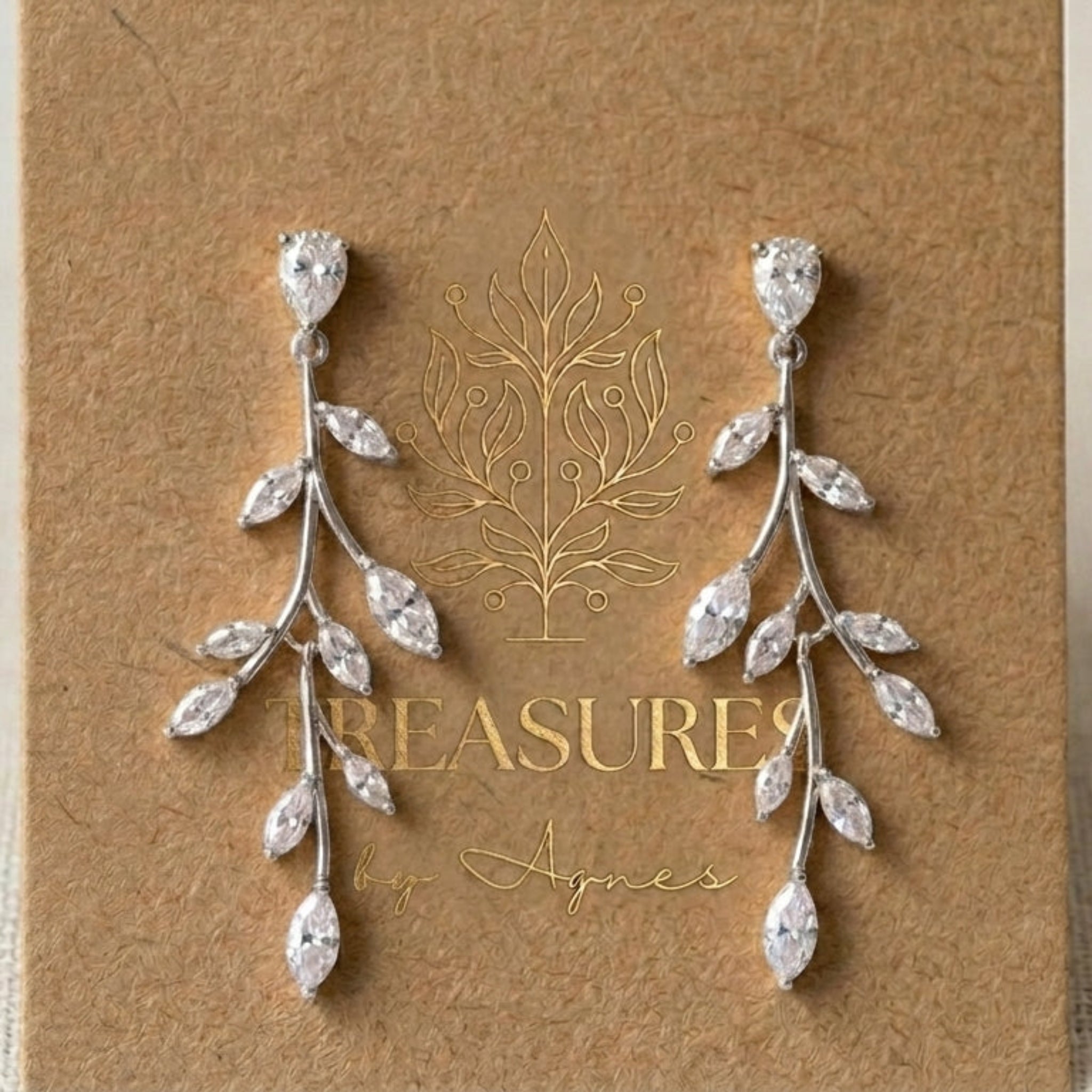Aprille CZ & White Opal Bridal Earrings - Treasures by Agnes