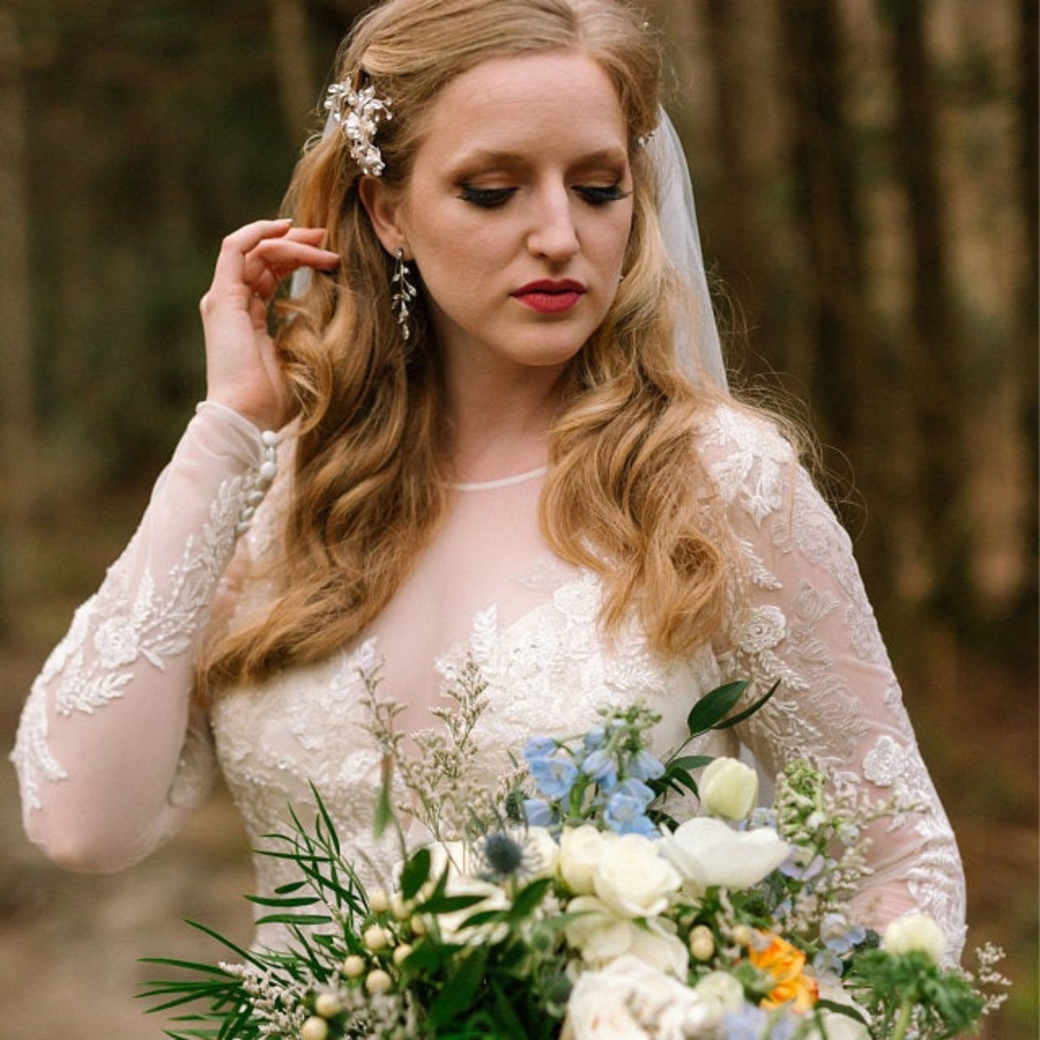 Aprille CZ & White Opal Bridal Earrings - Treasures by Agnes