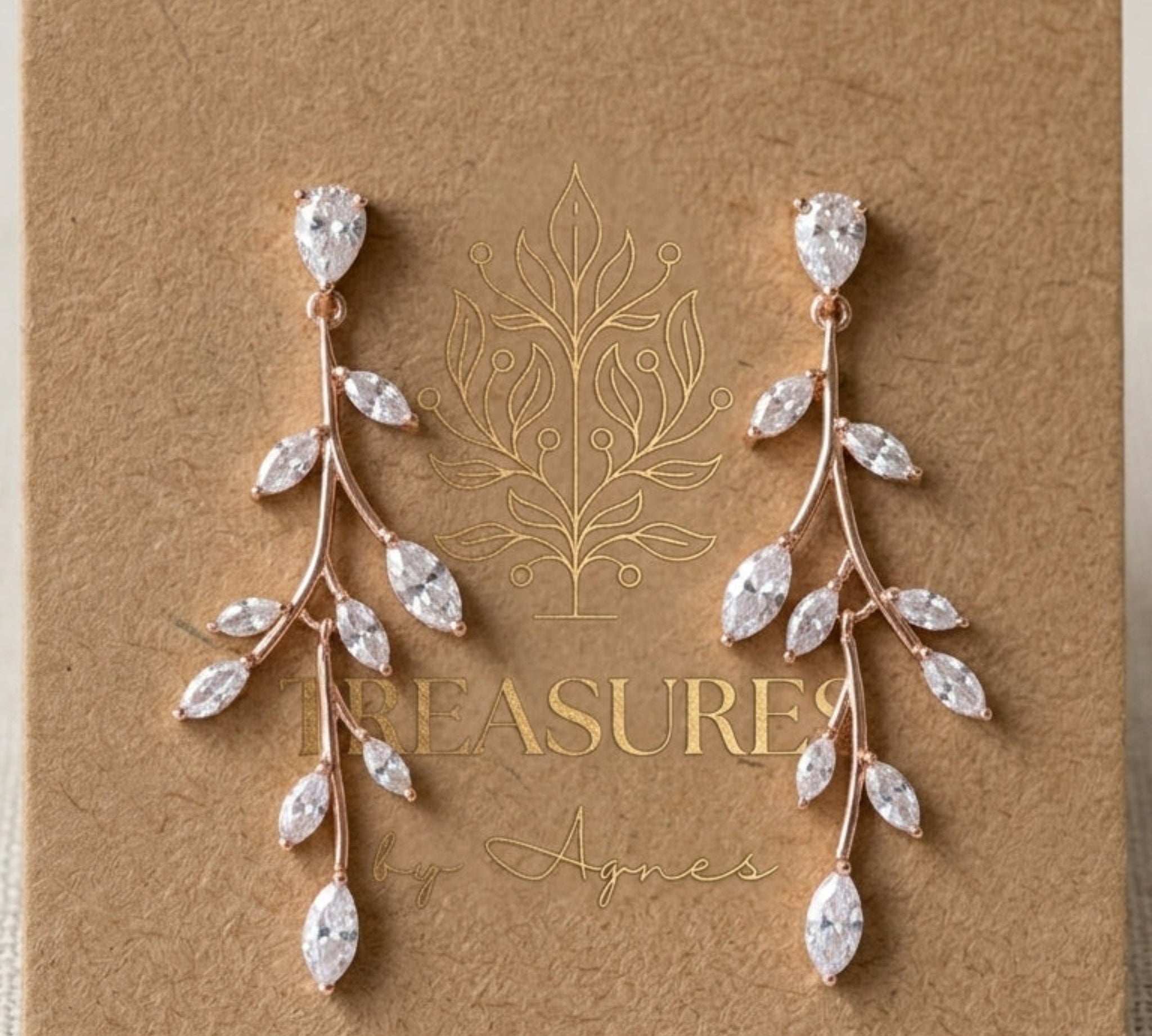 Aprille CZ & White Opal Bridal Earrings - Treasures by Agnes