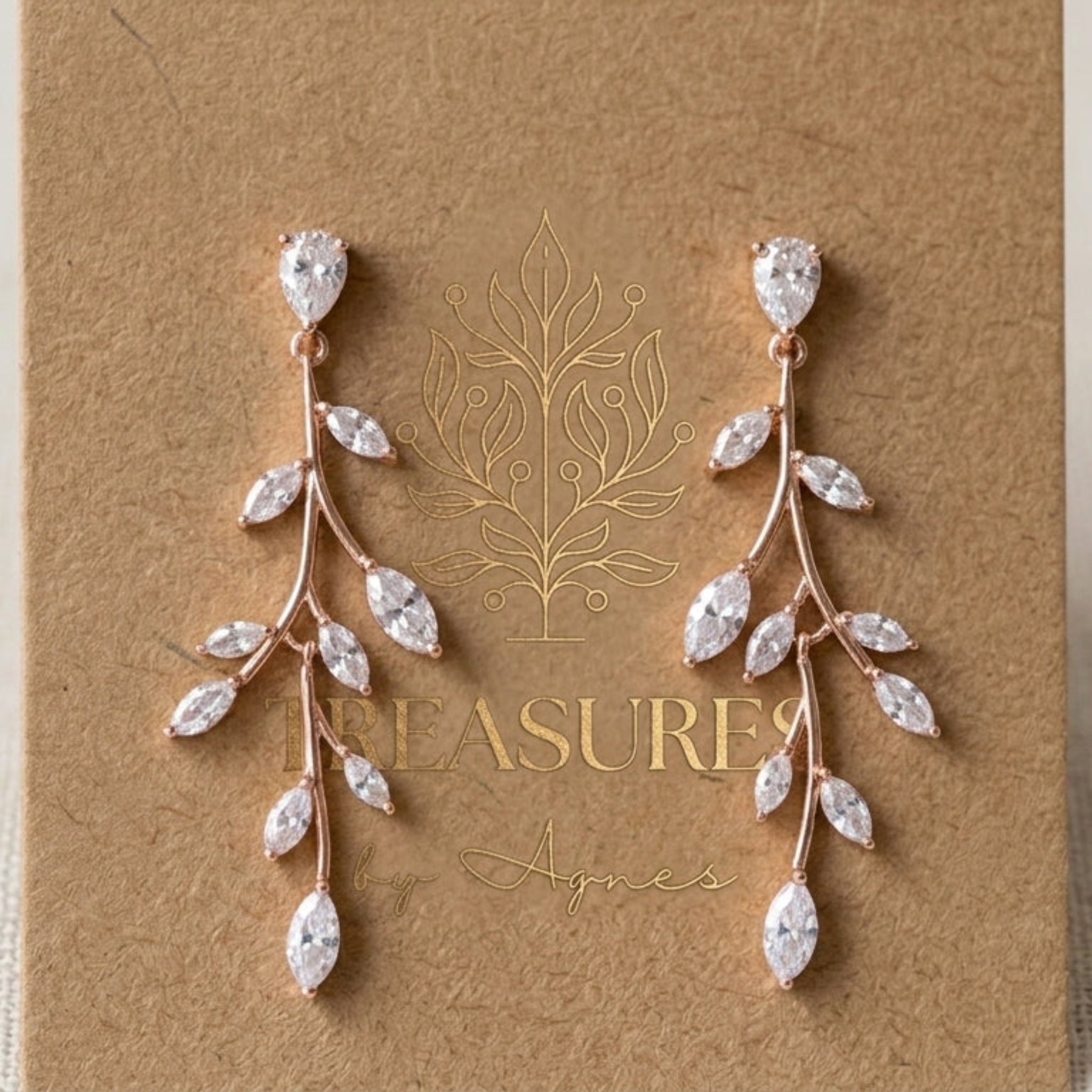 Aprille CZ & White Opal Bridal Earrings - Treasures by Agnes