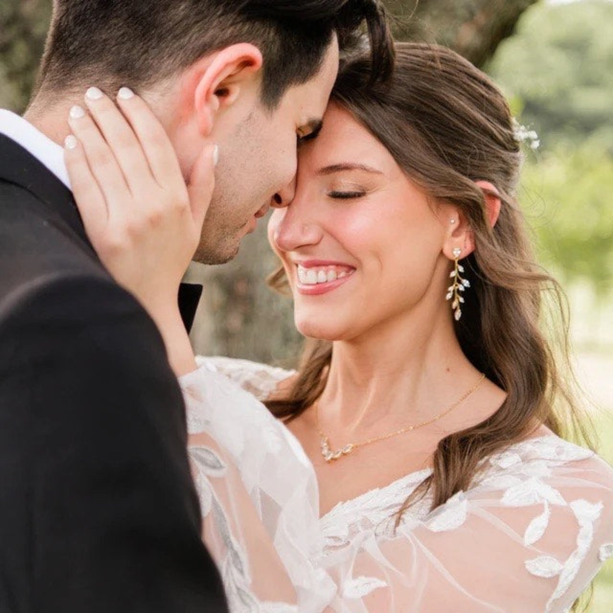 Aprille CZ & White Opal Bridal Earrings - Treasures by Agnes