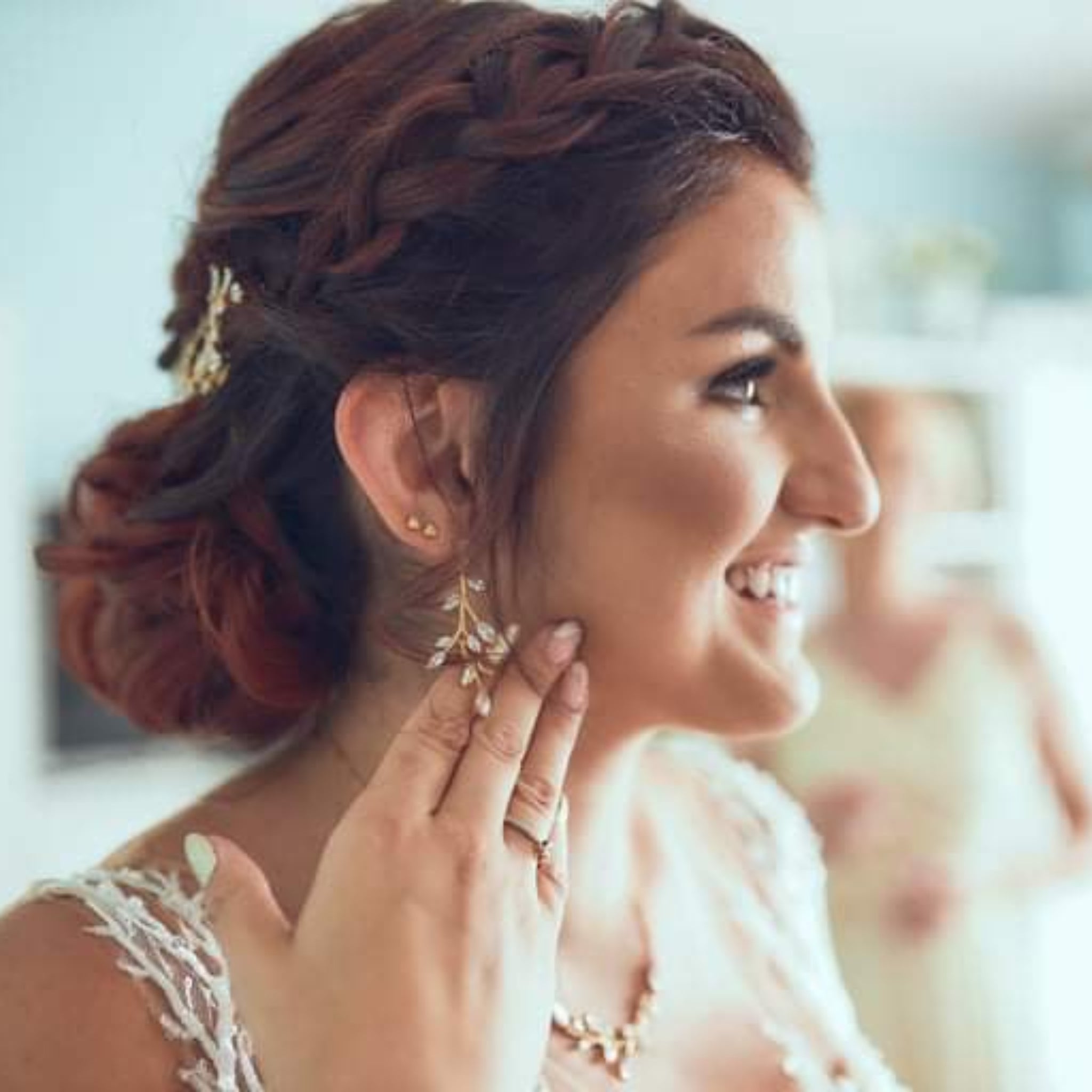 Aprille CZ & White Opal Bridal Earrings - Treasures by Agnes