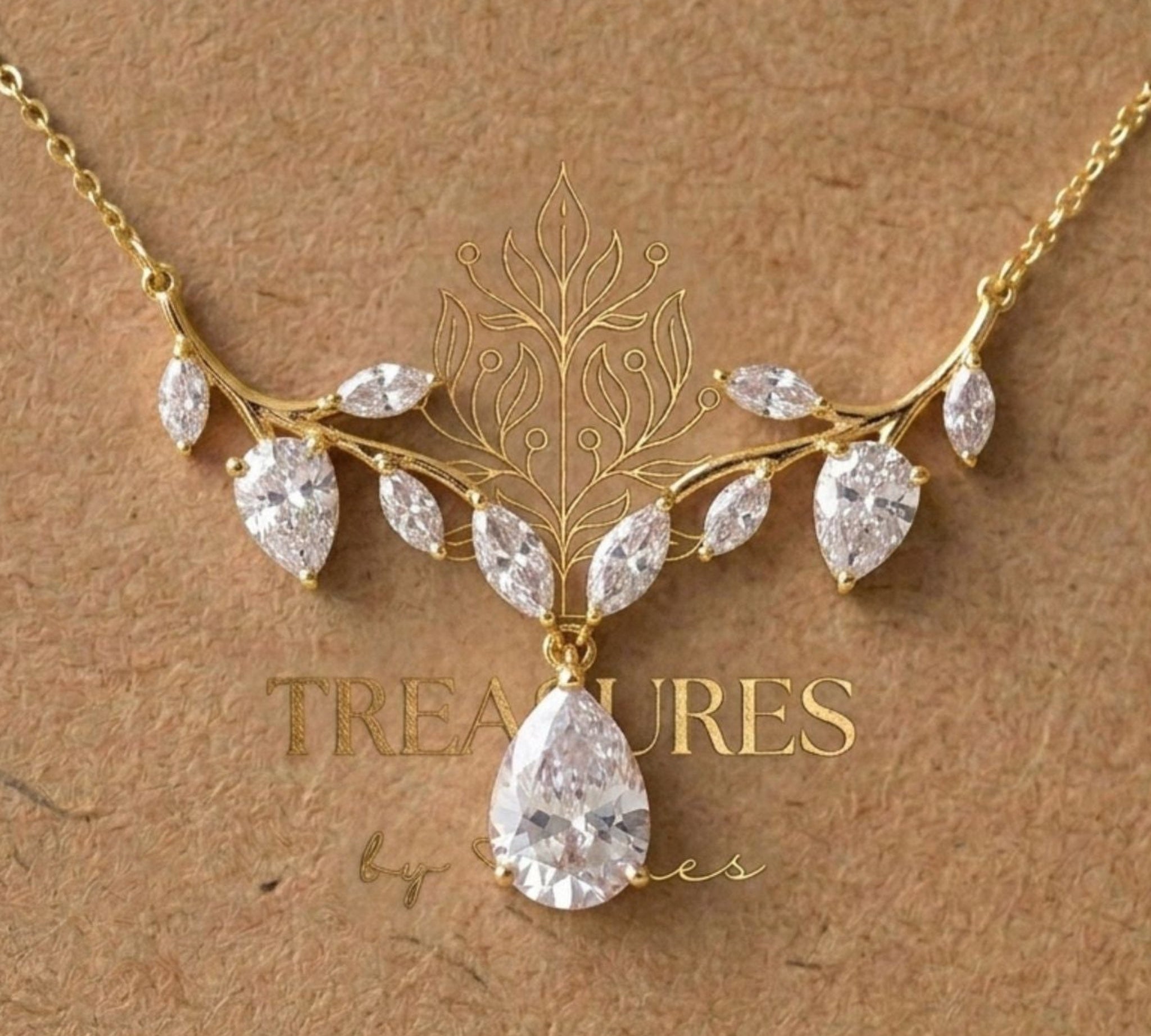 Aprille Gold Bridal Necklace - Treasures by Agnes