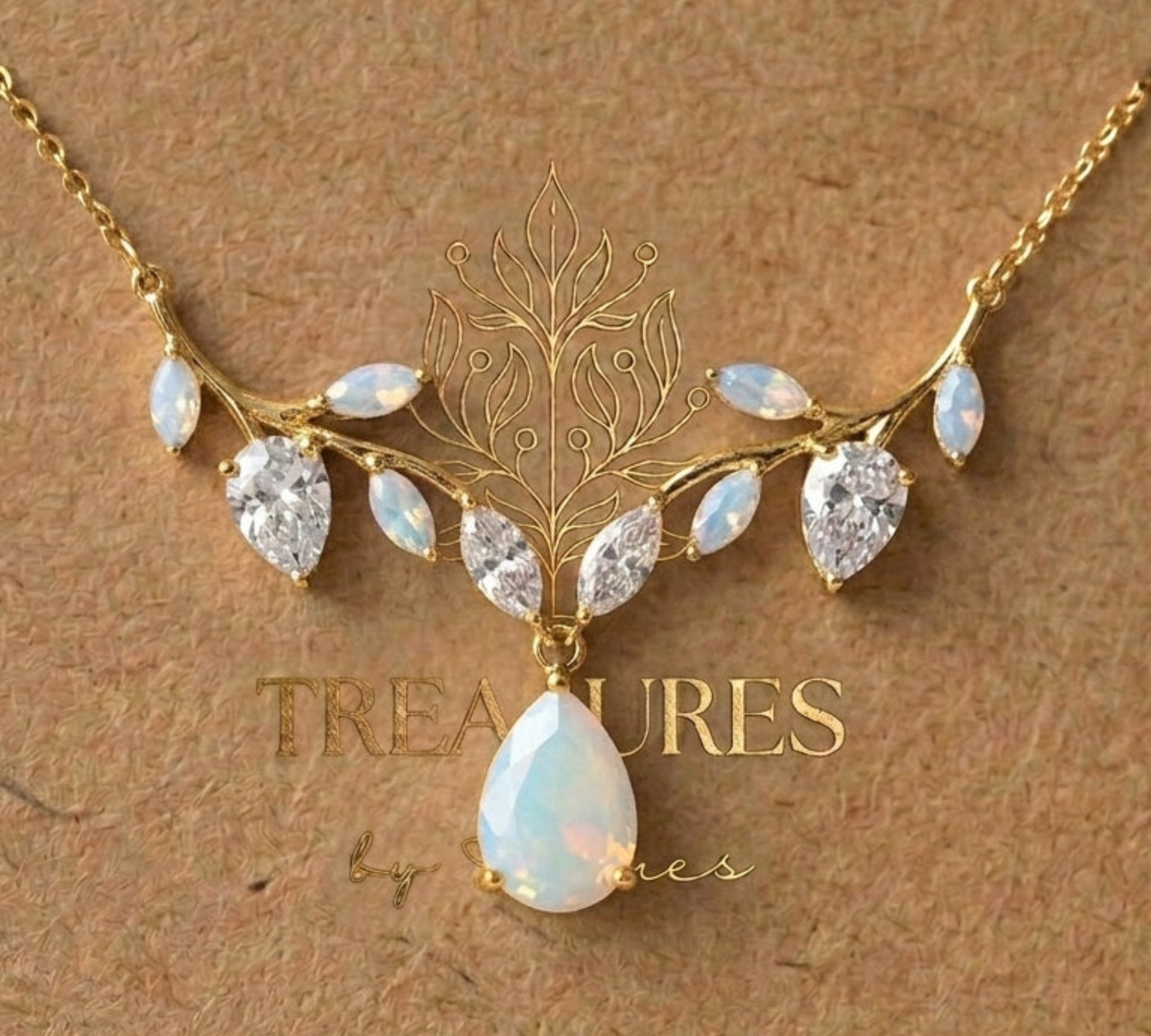 Aprille Gold Bridal Necklace - Treasures by Agnes