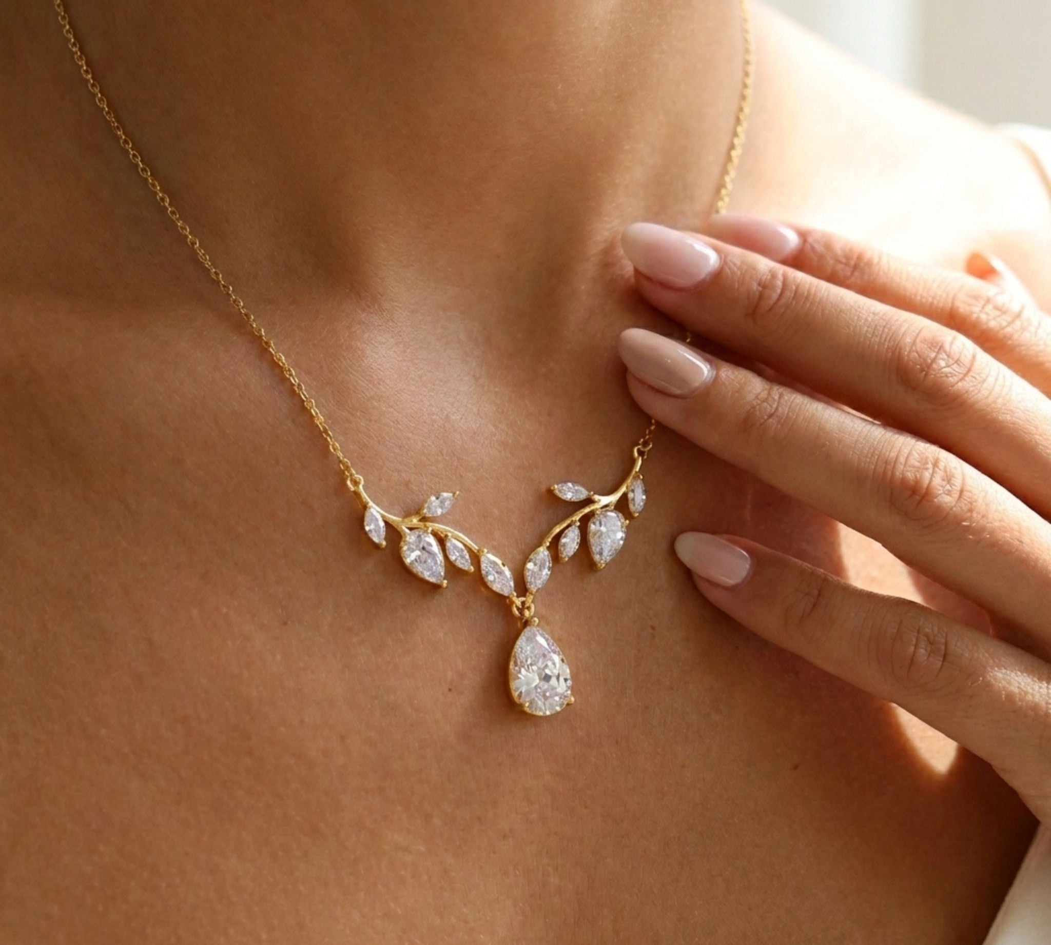 Aprille Gold Bridal Necklace - Treasures by Agnes