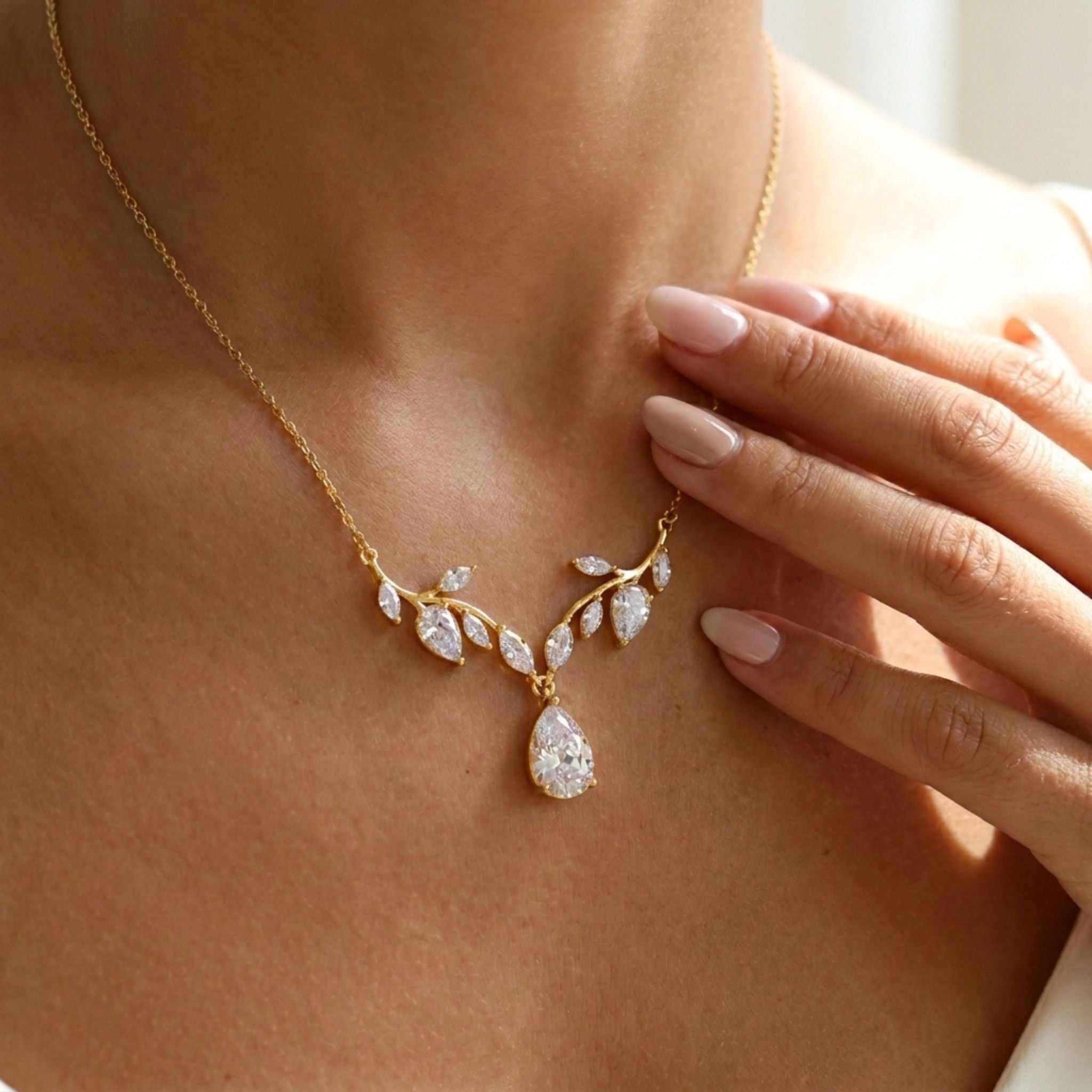 Aprille Gold Bridal Necklace - Treasures by Agnes