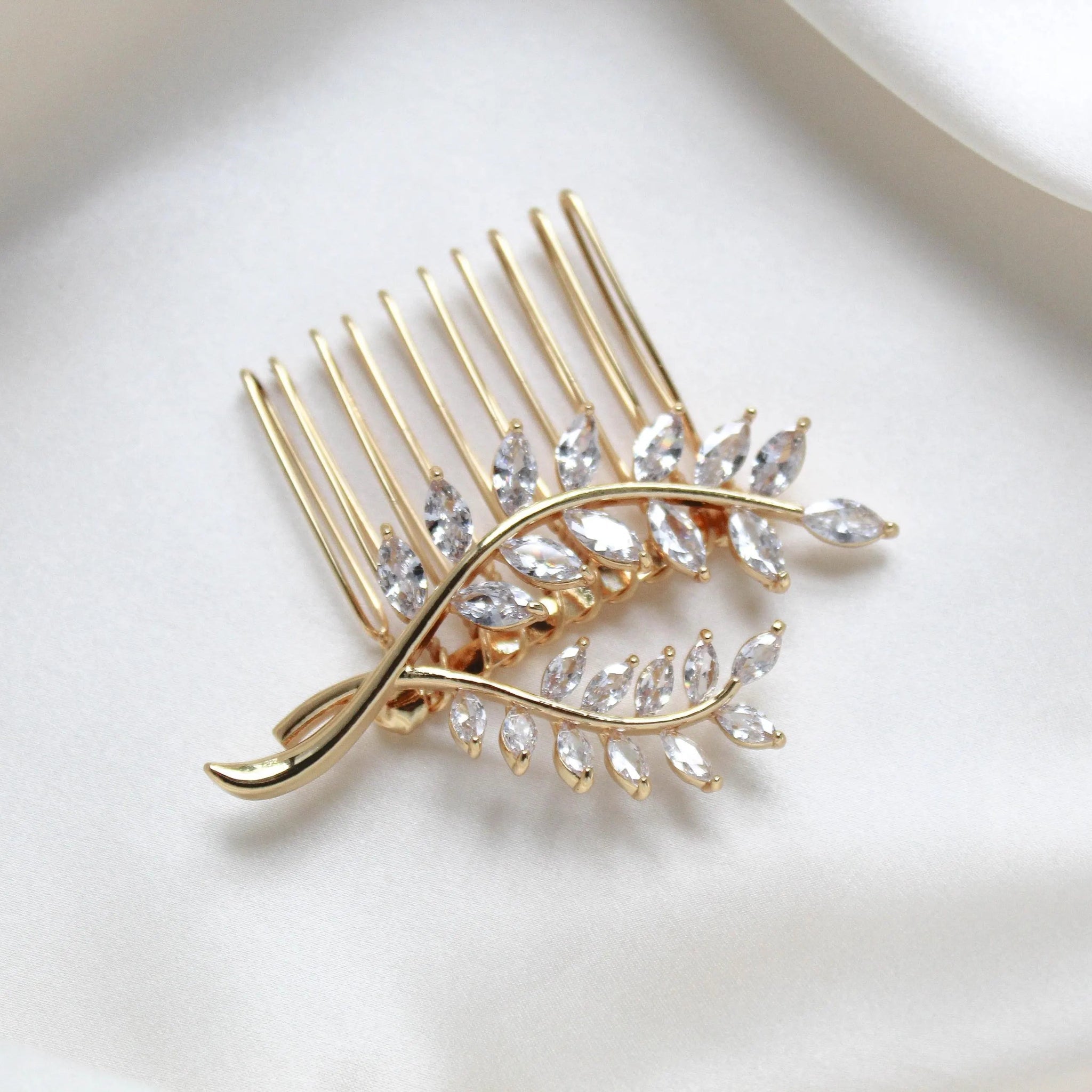 Aprille Gold Leaf Bridal Hair Comb - Treasures by Agnes