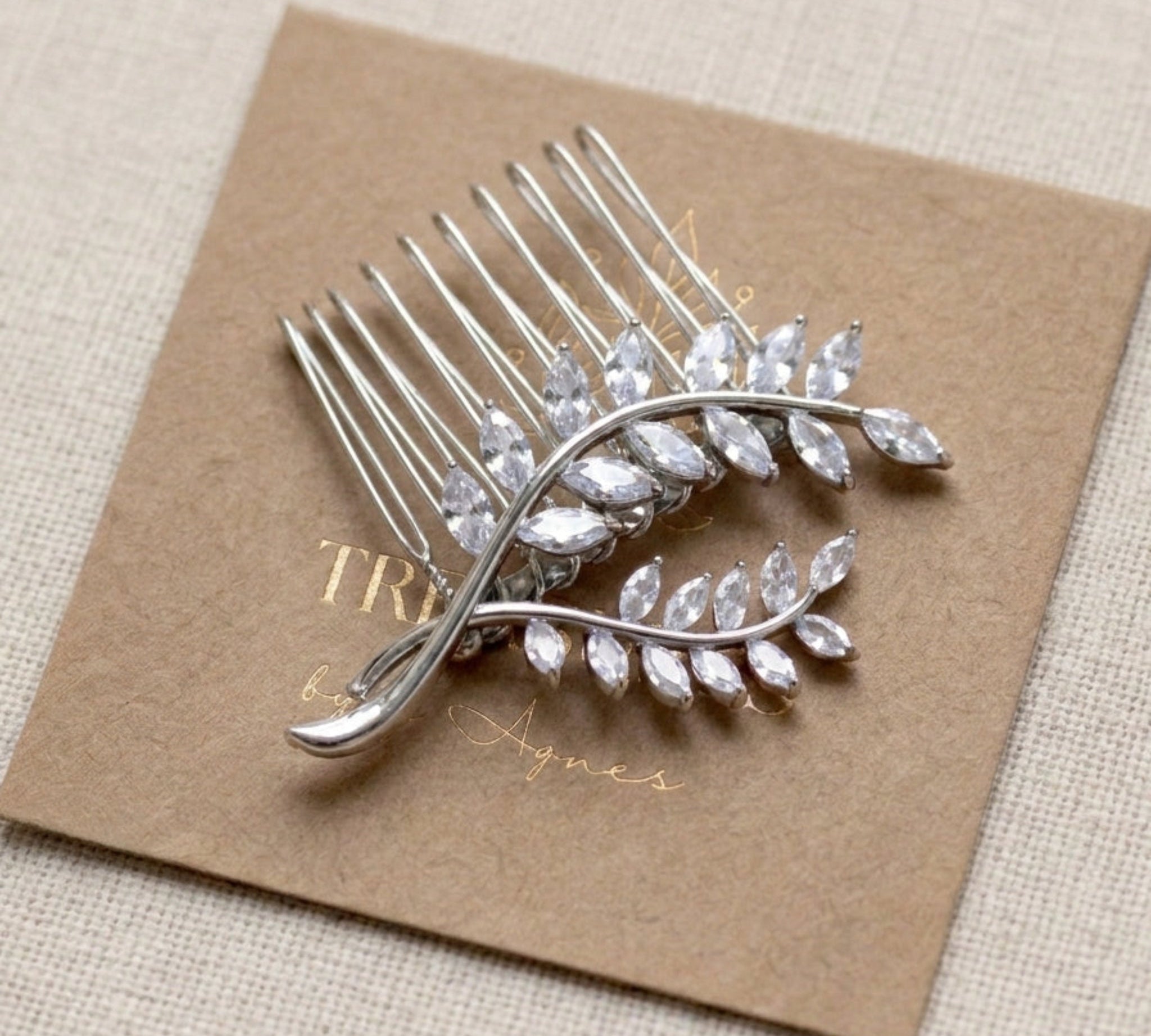 Aprille Gold Leaf Bridal Hair Comb - Treasures by Agnes