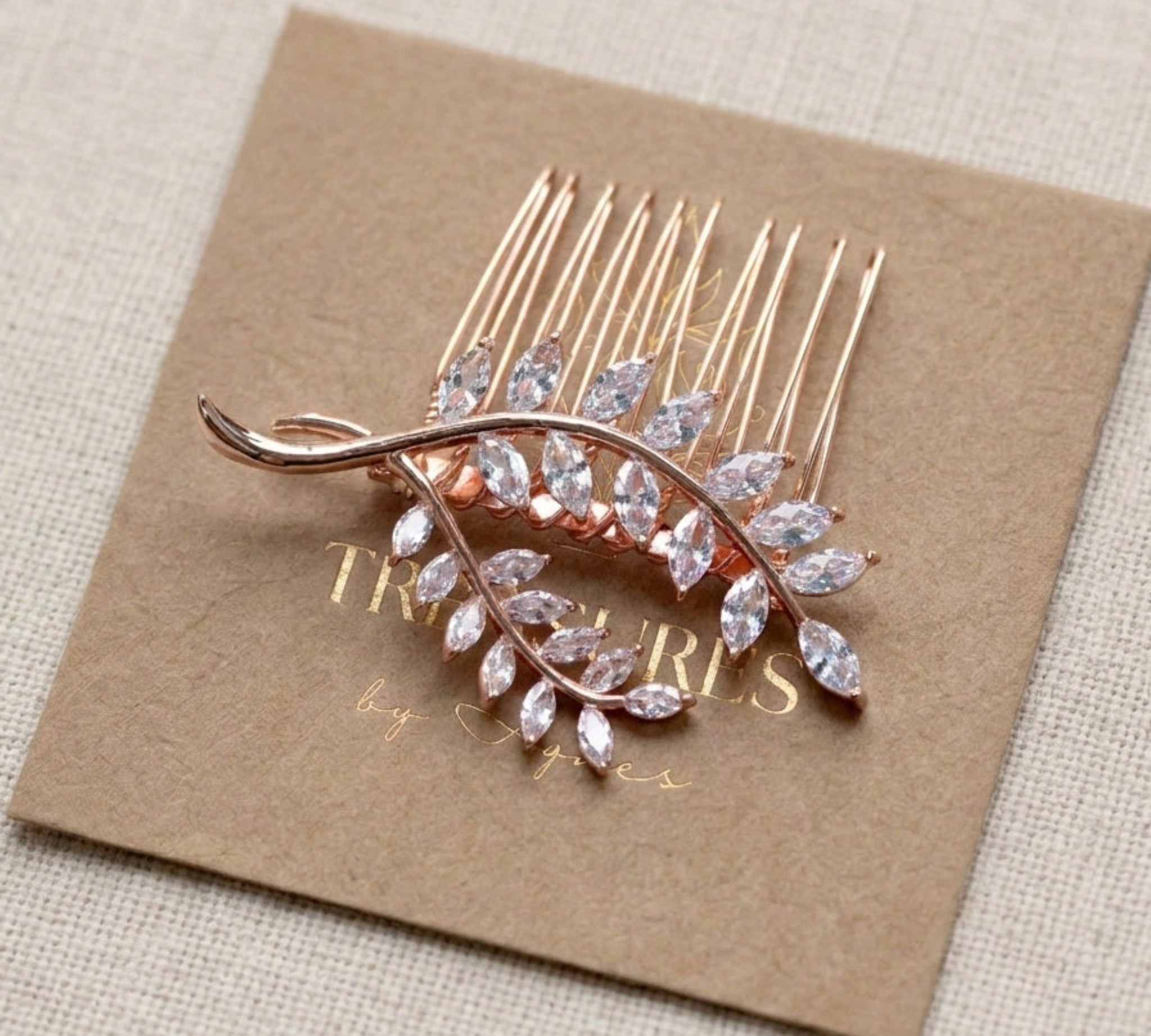 Aprille Gold Leaf Bridal Hair Comb - Treasures by Agnes