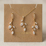 Aprille Rose Gold CZ Bridal Necklace & Earrings Set - Treasures by Agnes