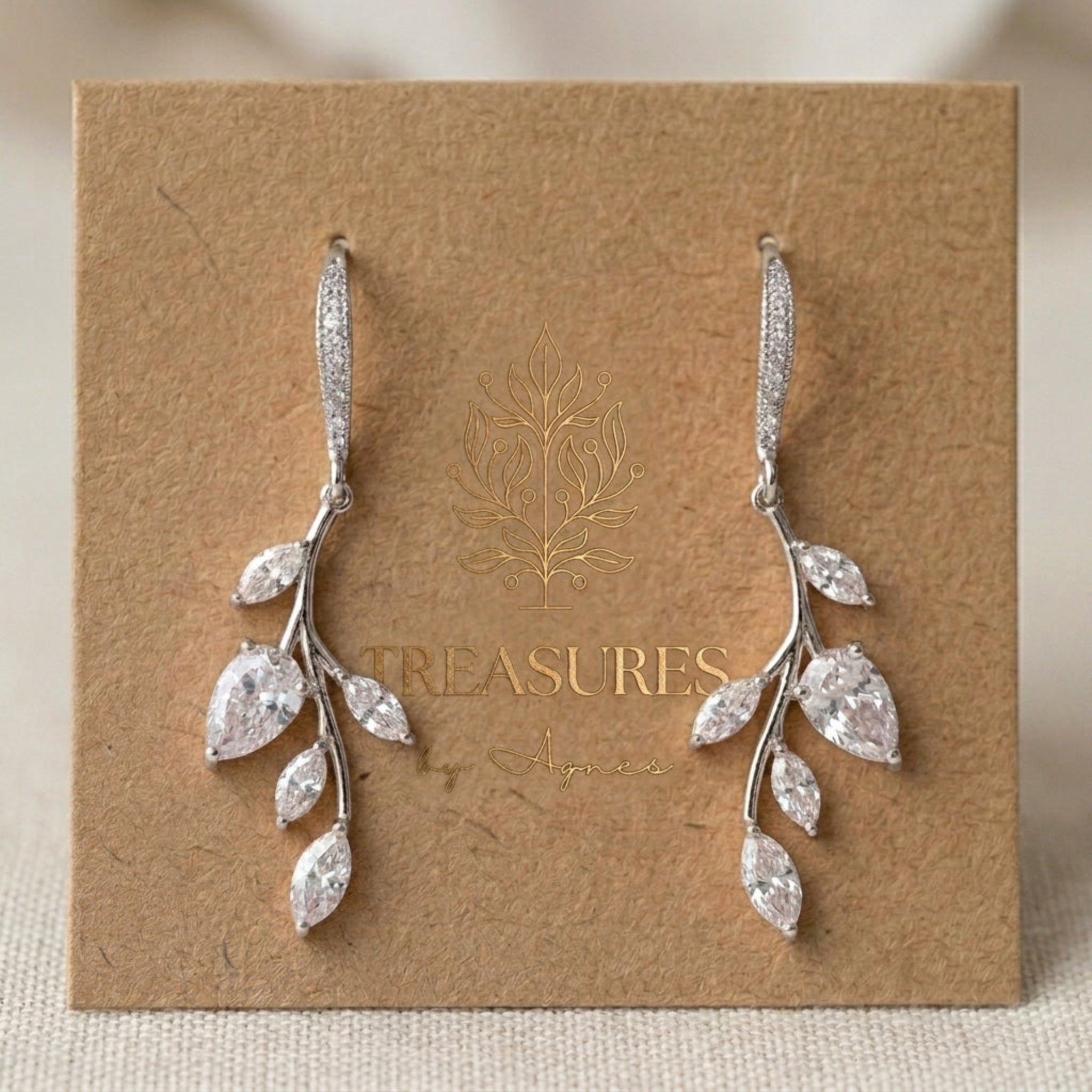 Aprille Rose Gold CZ Bridal Necklace & Earrings Set - Treasures by Agnes