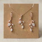 Aprille Rose Gold CZ Bridal Necklace & Earrings Set - Treasures by Agnes