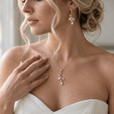 Aprille Rose Gold CZ Bridal Necklace & Earrings Set - Treasures by Agnes