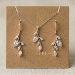 Aprille Rose Gold CZ Bridal Necklace & Earrings Set - Treasures by Agnes