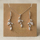 Aprille Rose Gold CZ Bridal Necklace & Earrings Set - Treasures by Agnes