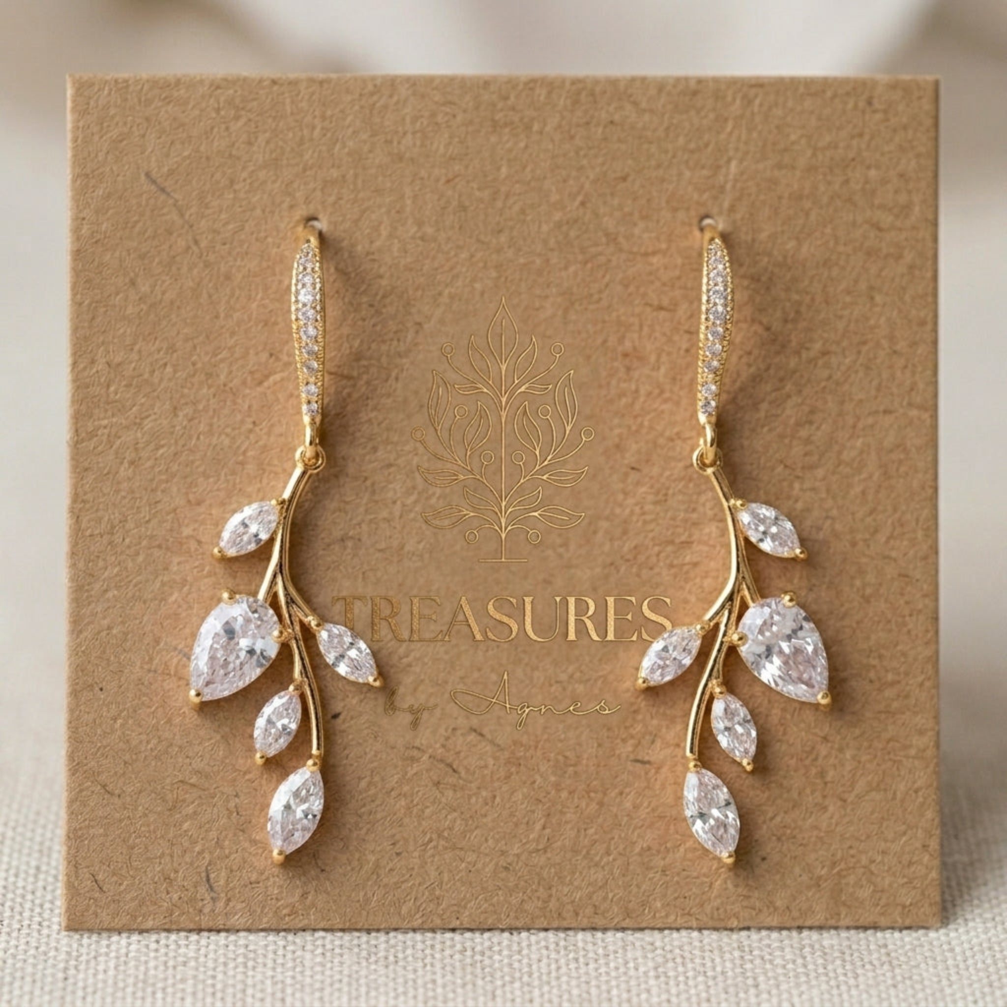 Aprille Rose Gold CZ Bridal Necklace & Earrings Set - Treasures by Agnes