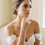 Aprille Rose Gold CZ Leaf Bridal Bracelet - Treasures by Agnes