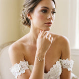 Aprille Rose Gold CZ Leaf Bridal Bracelet - Treasures by Agnes