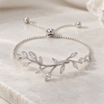 Aprille Rose Gold CZ Leaf Bridal Bracelet - Treasures by Agnes