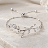 Aprille Rose Gold CZ Leaf Bridal Bracelet - Treasures by Agnes