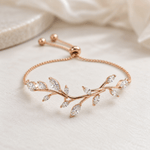 Aprille Rose Gold CZ Leaf Bridal Bracelet - Treasures by Agnes