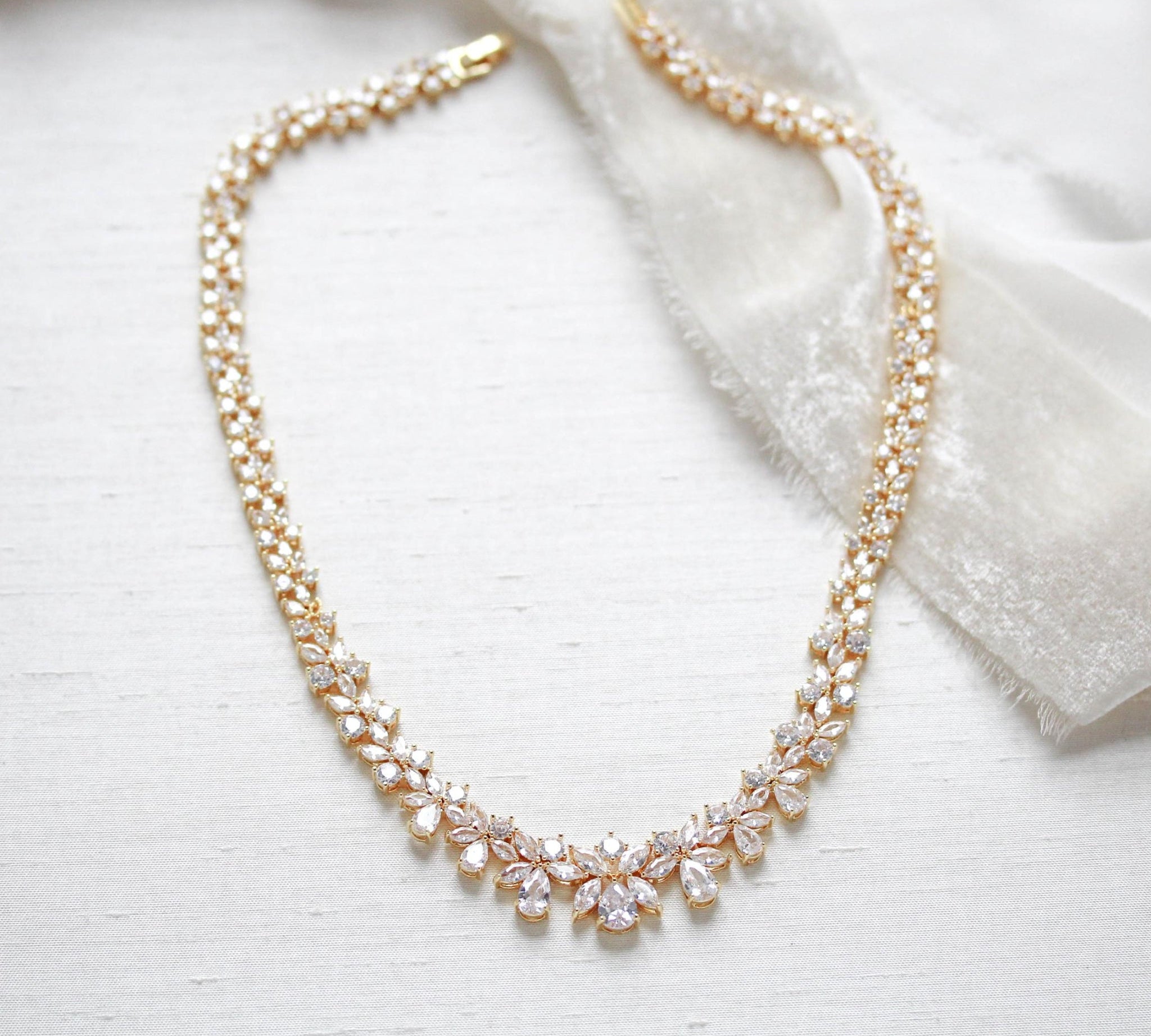 Aubree Bridal Necklace with Backdrop - Treasures by Agnes