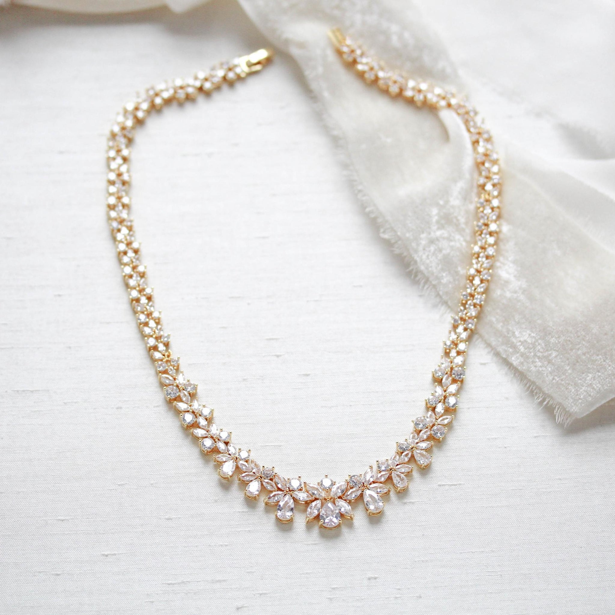 Aubree Bridal Necklace with Backdrop - Treasures by Agnes