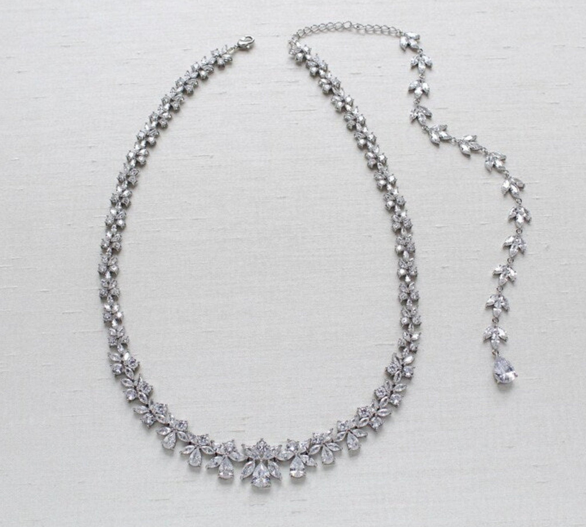 Aubree Bridal Necklace with Backdrop - Treasures by Agnes