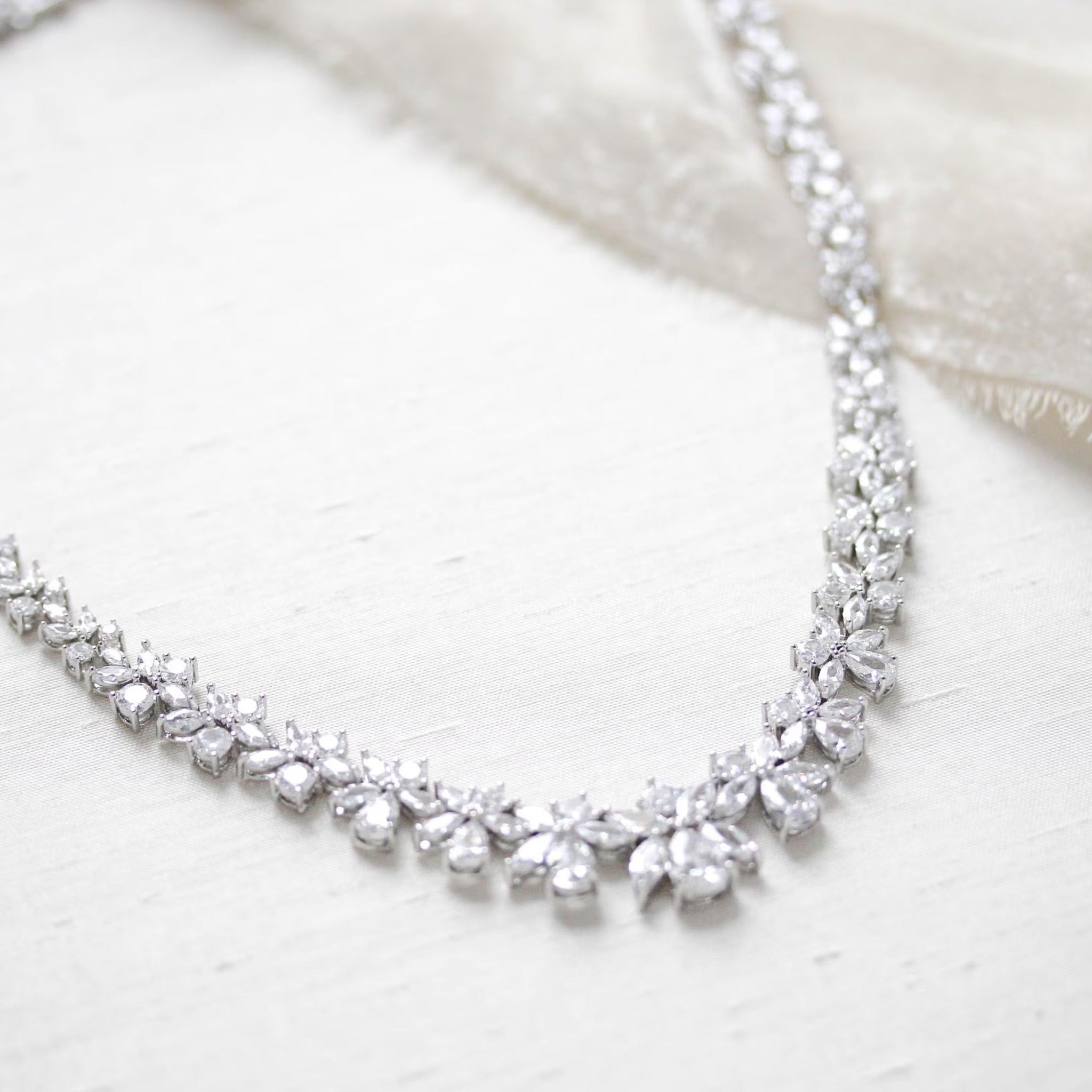 Aubree Bridal Necklace with Backdrop - Treasures by Agnes