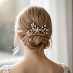 Audrey Bridal Hair Comb – Opal, Ivory Cream, Golden Shadow Crystals & Pearls - Treasures by Agnes