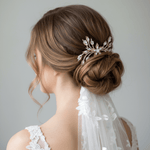 Audrey Bridal Hair Comb – Opal, Ivory Cream, Golden Shadow Crystals & Pearls - Treasures by Agnes
