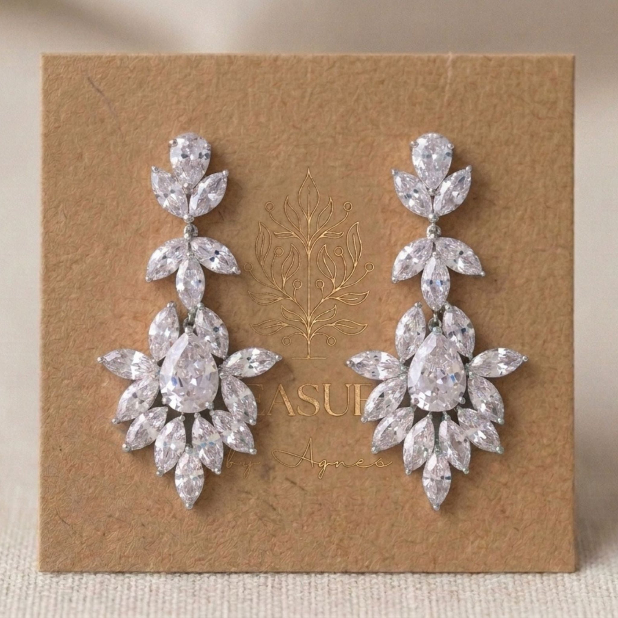 Avery Rose Gold CZ Bridal Earrings - Treasures by Agnes