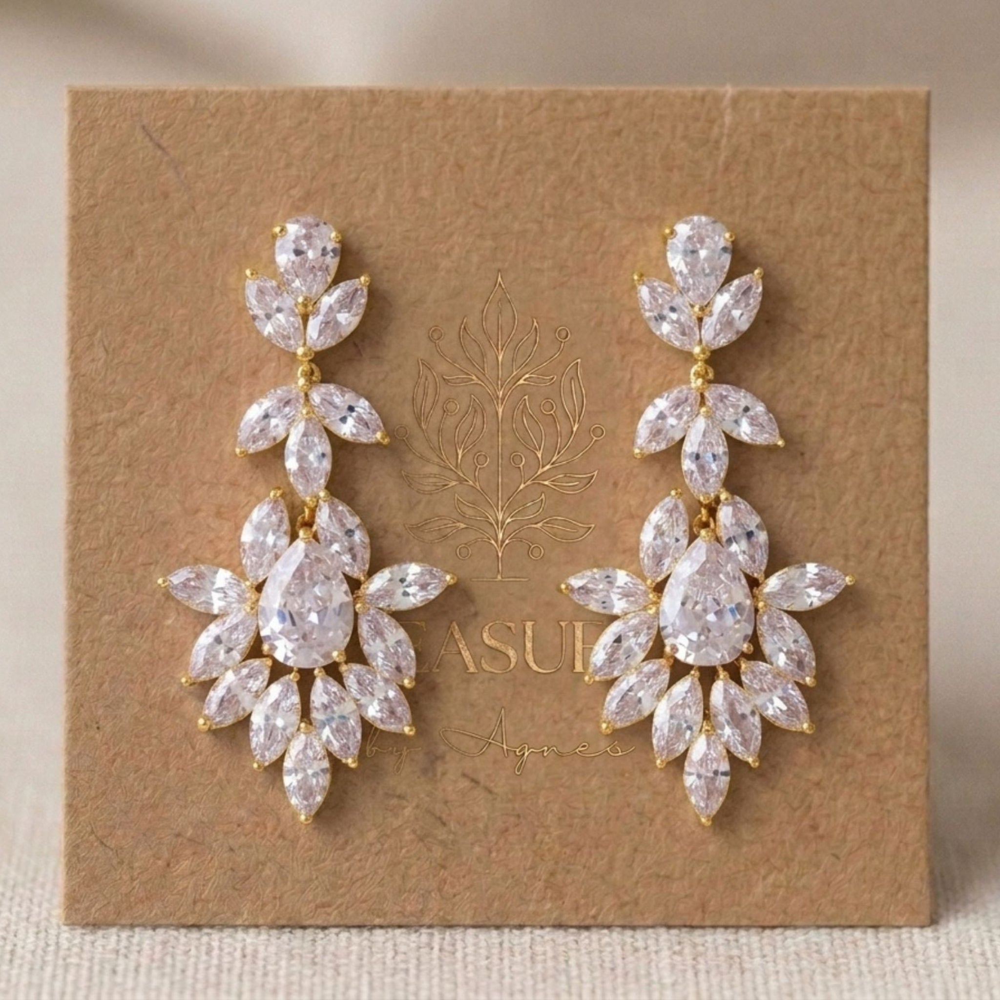 Avery Rose Gold CZ Bridal Earrings - Treasures by Agnes