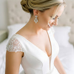 Beautiful Kendall Austrian Crystal Bridal Earrings | Antique Gold - Treasures by Agnes