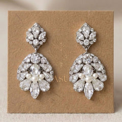 Bella Swarovski Crystal & Pearl Bridal Earrings - Treasures by Agnes