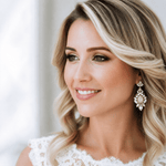Beverly Earrings – Swarovski Ivory Cream, White Opal & Golden Shadow Bridal Earrings - Treasures by Agnes
