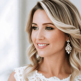Beverly Earrings – Swarovski Ivory Cream, White Opal & Golden Shadow Bridal Earrings - Treasures by Agnes