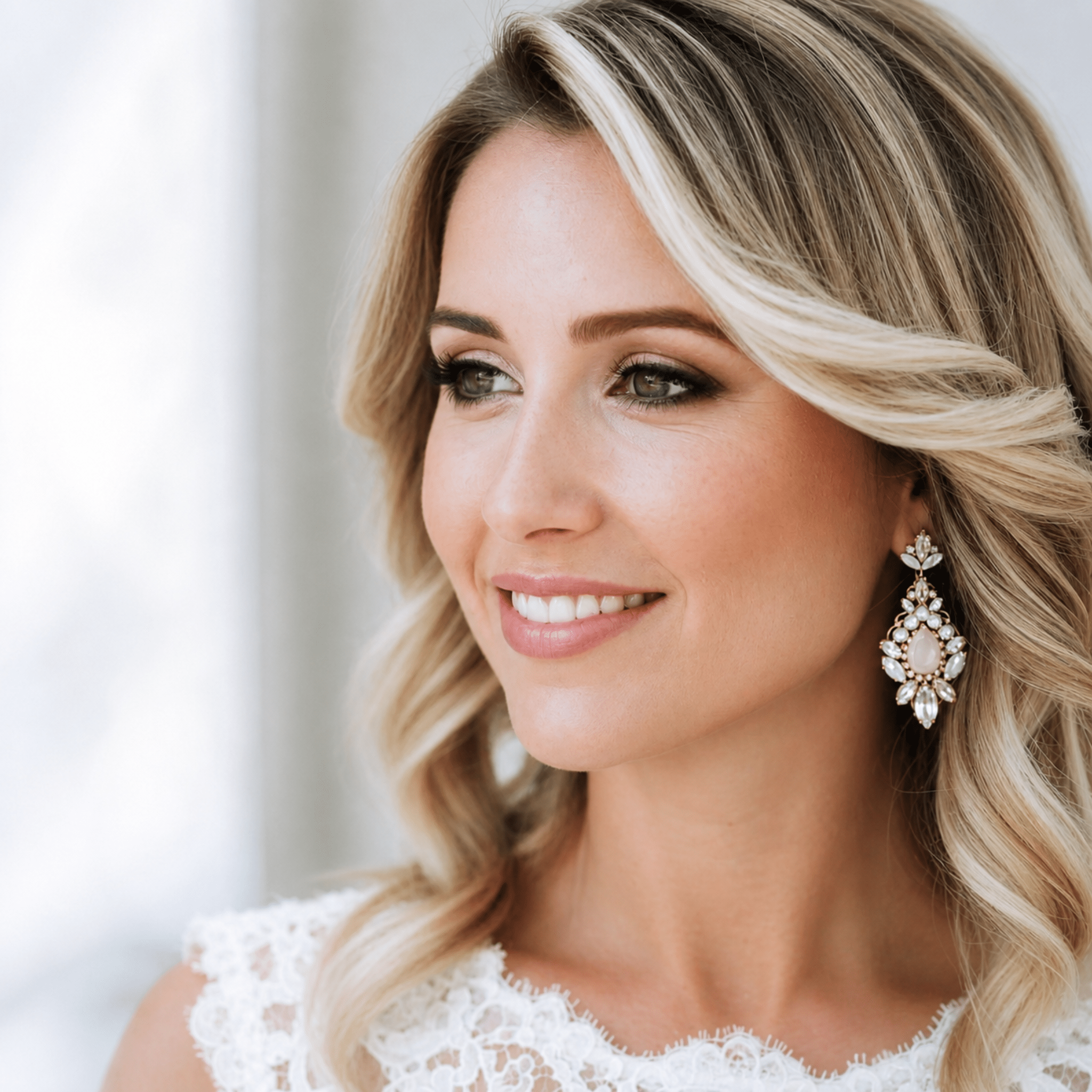 Beverly Earrings – Swarovski Ivory Cream, White Opal & Golden Shadow Bridal Earrings - Treasures by Agnes