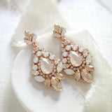 Beverly Earrings – Swarovski Ivory Cream, White Opal & Golden Shadow Bridal Earrings - Treasures by Agnes