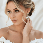 Beverly Earrings – Swarovski Ivory Cream, White Opal & Golden Shadow Bridal Earrings - Treasures by Agnes