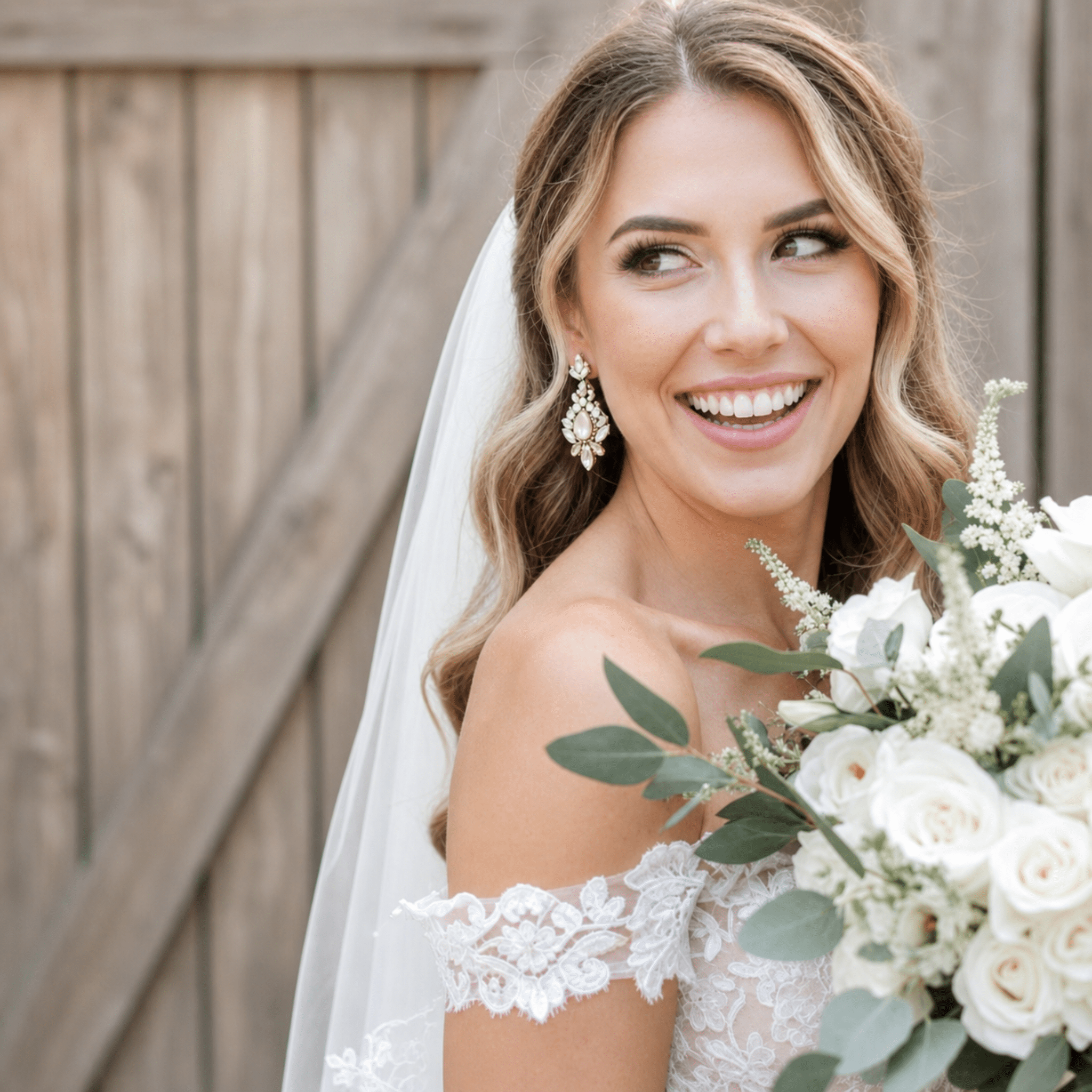 Beverly Earrings – Swarovski Ivory Cream, White Opal & Golden Shadow Bridal Earrings - Treasures by Agnes