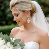 Blakely Earrings – Antique Gold with Opal & Golden Crystals - Treasures by Agnes