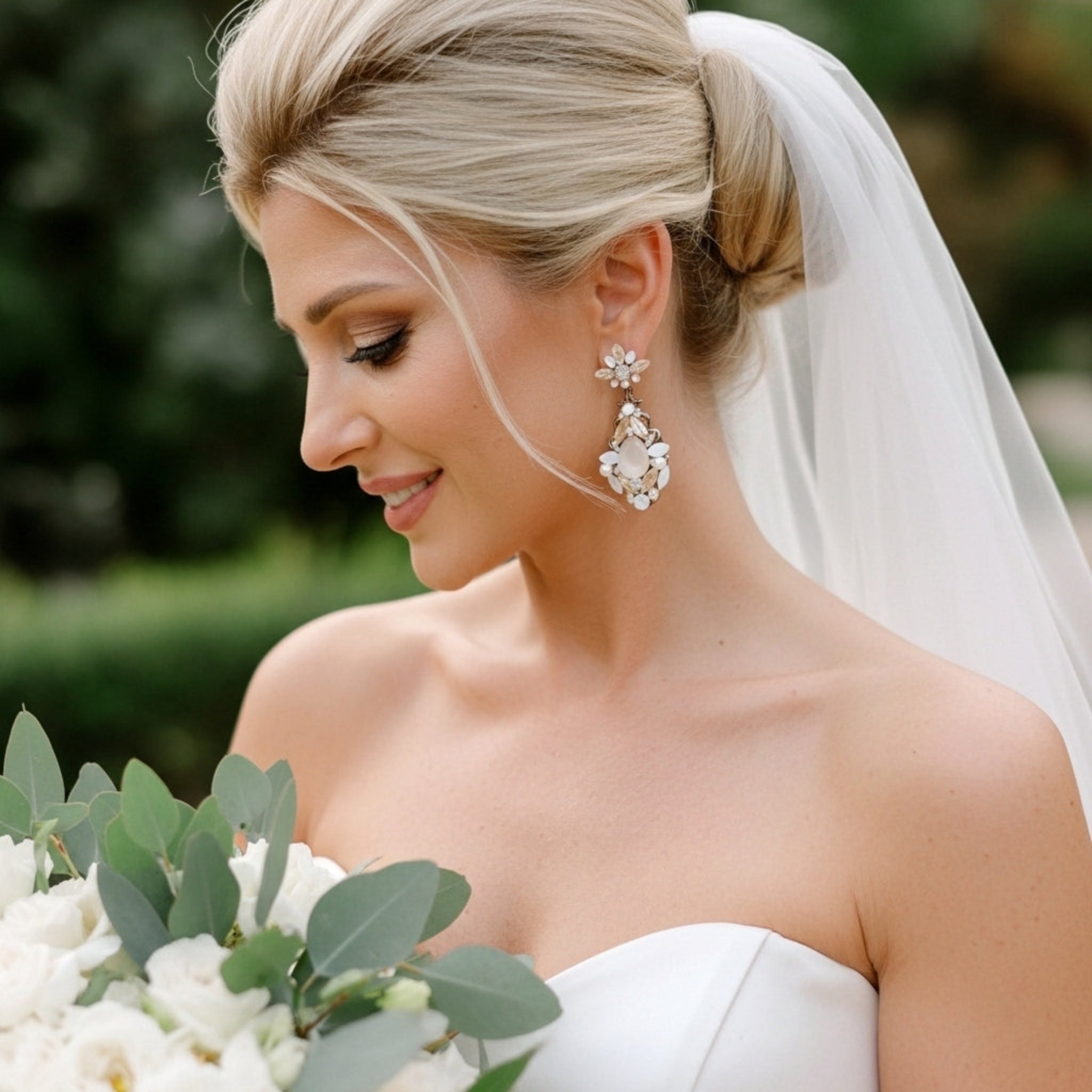 Blakely Earrings – Antique Gold with Opal & Golden Crystals - Treasures by Agnes