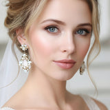 Blakely Earrings – Antique Gold with Opal & Golden Crystals - Treasures by Agnes