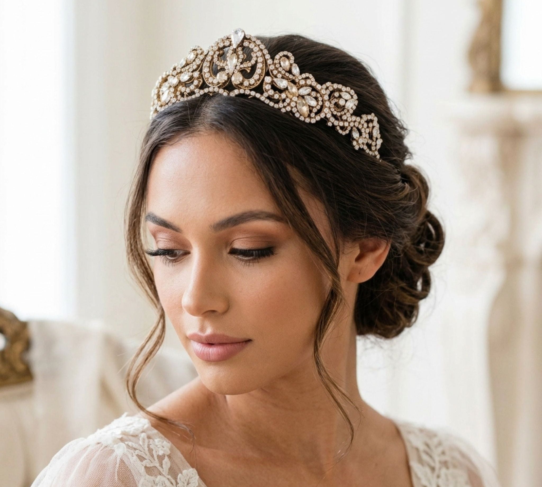 Chandra Bridal Tiara in Antique Gold - Treasures by Agnes