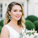 Charlotte Earrings – Antique Gold with Opal & Golden Crystals - Treasures by Agnes