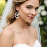 Charlotte Earrings – Antique Gold with Opal & Golden Crystals - Treasures by Agnes