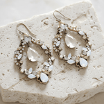 Charlotte Earrings – Antique Gold with Opal & Golden Crystals - Treasures by Agnes