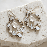 Charlotte Earrings – Antique Gold with Opal & Golden Crystals - Treasures by Agnes