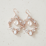 Charlotte Earrings – Antique Gold with Opal & Golden Crystals - Treasures by Agnes